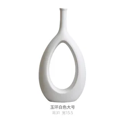 Hot selling modern minimalist creative jade ring flower arrangement wedding white creative dining table living room ceramic vase
