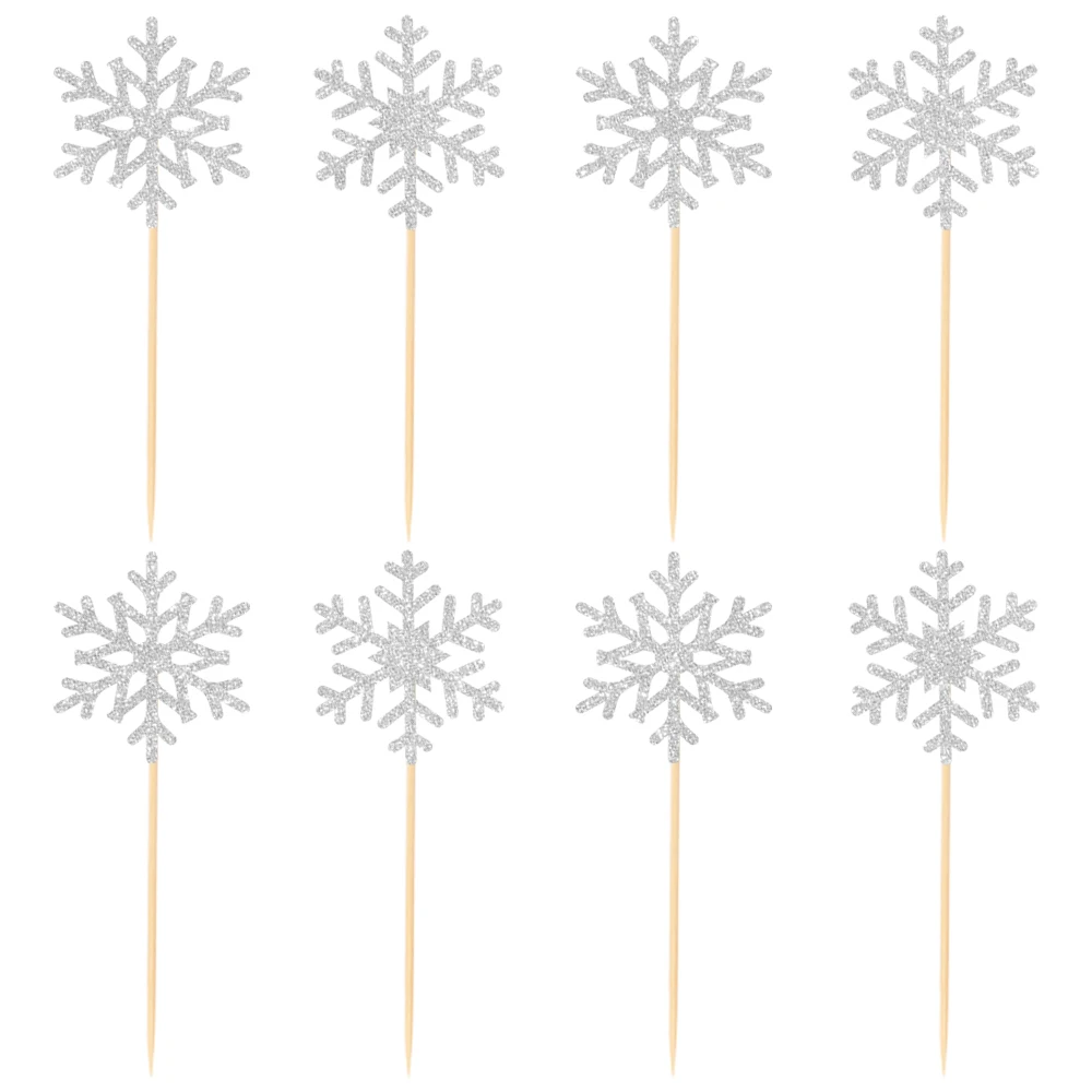 Winter theme Birthday Party Decorations Supplies 8Pack Snowflake Cupcake Toppers Baby Shower Christmas New Year Party cake favor
