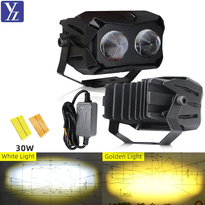 Motorcycle Lighting System Dual Lens Faros Motos multicolor LED Work Light Projector Mini Led Lights For