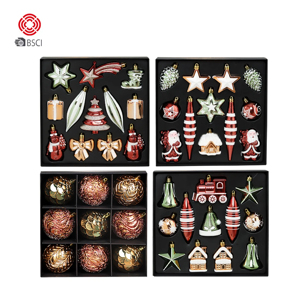 New Design Plastic Group Pack with Hand Painted Tree Hanging Ornaments