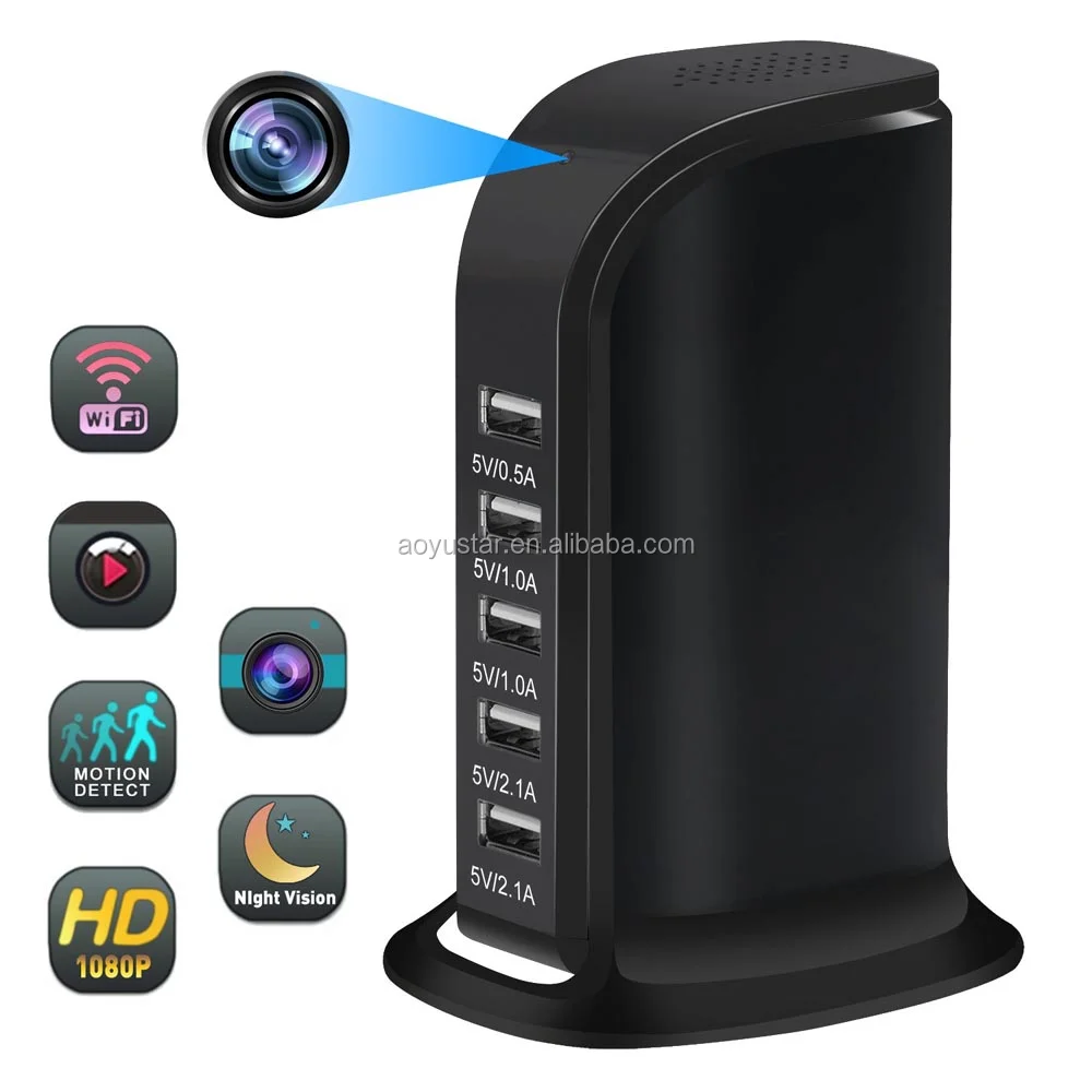 Wi-Fi USB зарядное устройство для камеры настольная зарядная станция 1080P Беспроводная мини-камера няня с разъемом 5-USB