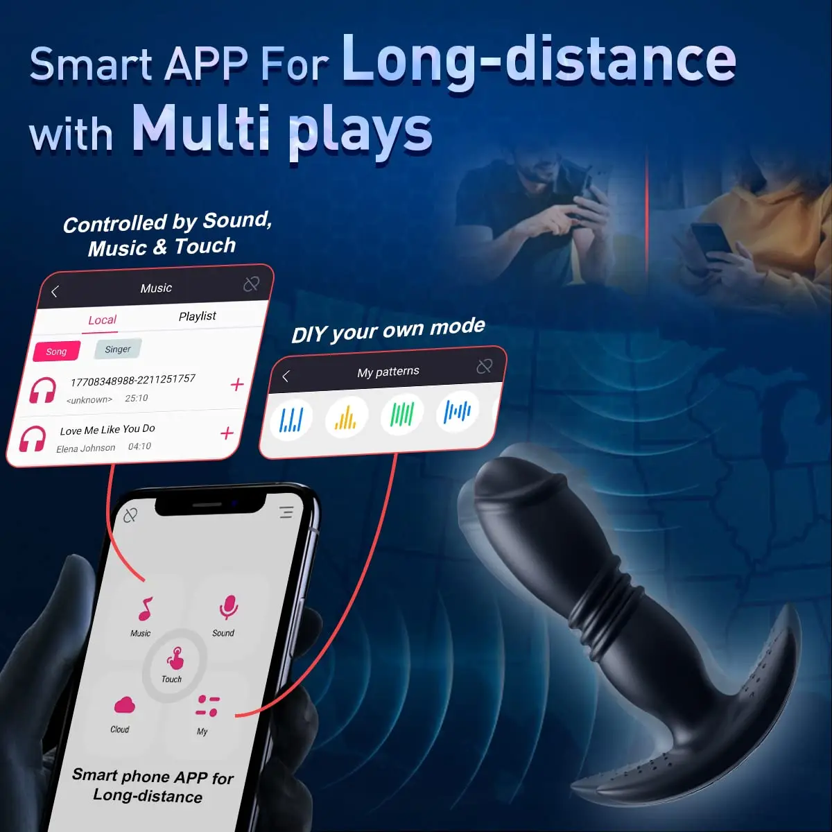 APP 2 in 1 Telescopic Vibrating Butt Plug Men Vibrator Remote Sex Toys For Women Ass Anal Dildo Prostate Massage Men Butt Plug