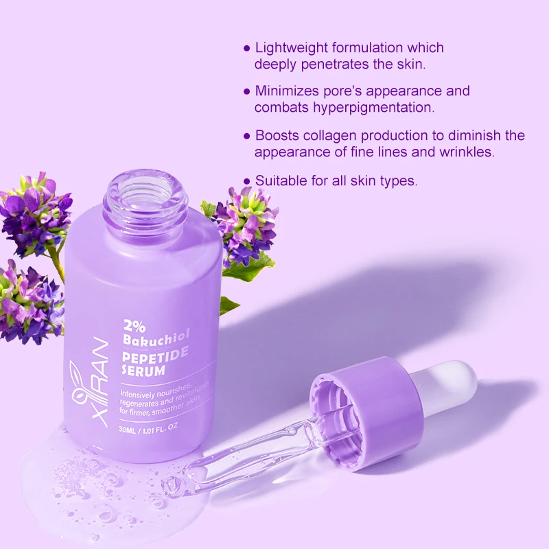 Private Label Natural Retinol Alternative Bakuchiol Face Serum Anti Aging Wrinkles Reduce Fine Lines Bakuchiol Serum
