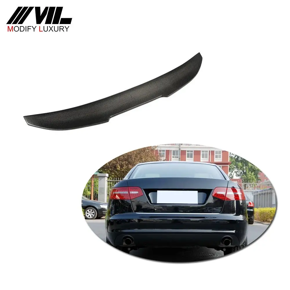 For Audi A6 C6 Carbon Fiber Rear Trunk Roof Spoiler 2008-2011