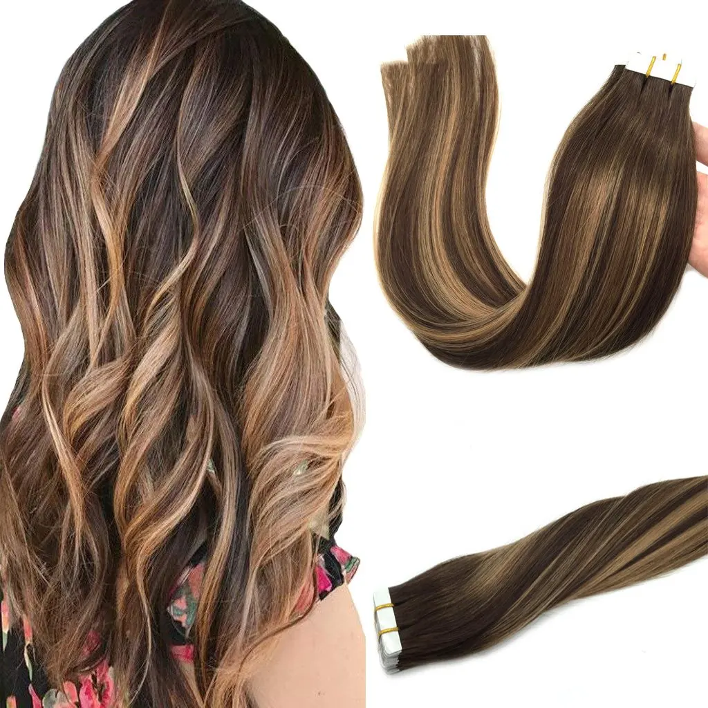 12A Grade European Raw Unprocessed Super Double Drawn 100% Virgin Remy Hair Tape In Hair Human Extension