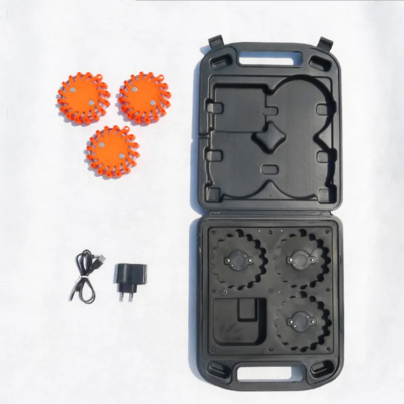 Sequential 3 Lamps Road Traffic Rechargeable Warn Lamp Case Vehicle Strobe Beacon Signal Light Flashing Caution Waning Light