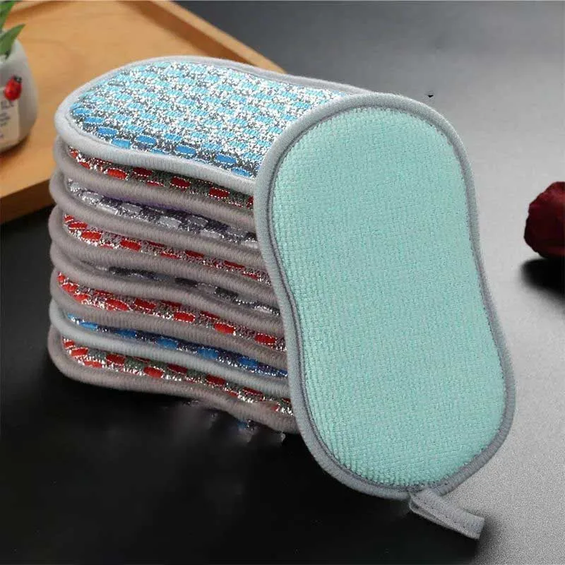 DS4335 Microfiber Scrub Sponges for Kitchen Non Scratch Double-Side Dish Sponge with Scrubber Scouring Pads Kitchen Sponges