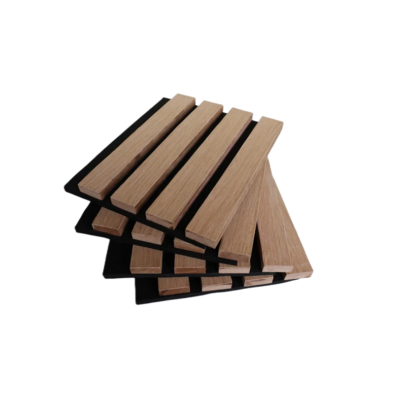600mm x 600mm Wood Slatted Wall Acoustic Panels wood oak grey felt For Interior home and office Decoration and sound insulation