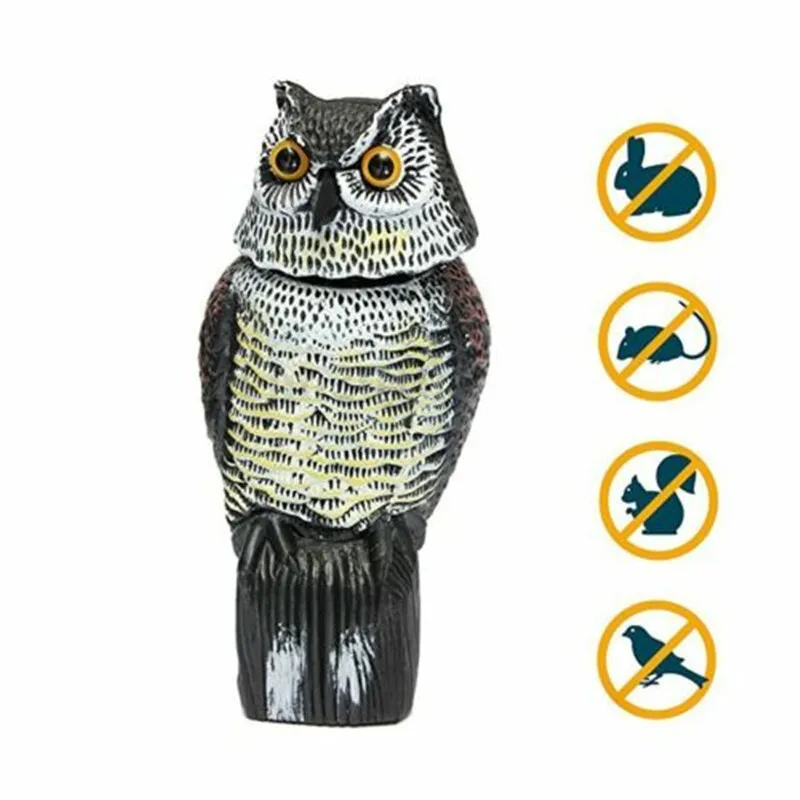 Great Realistic Owl Decoration Rotating Head Pest Control Plants Scarecrow Crow Festival Decoration Owl