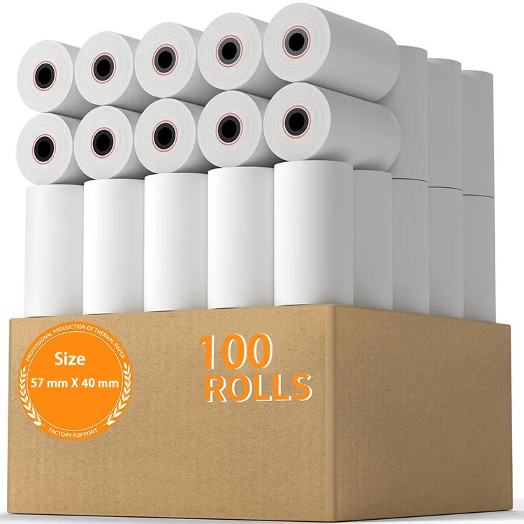Wholesale thermal paper roll manufacturer customized receipt printer paper 57*40 mm thermal paper till roll for pos atm machine
