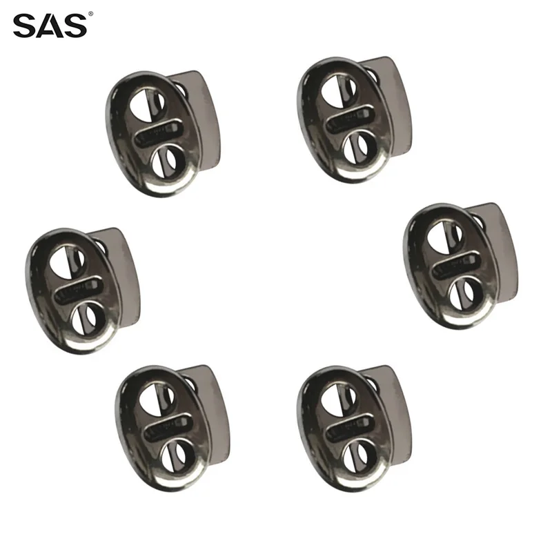 SAS Spring Cord Locks Metal Rope End Double Holes Toggle Stoppers Sliders Rope Clip Fastener Metal Stoppers