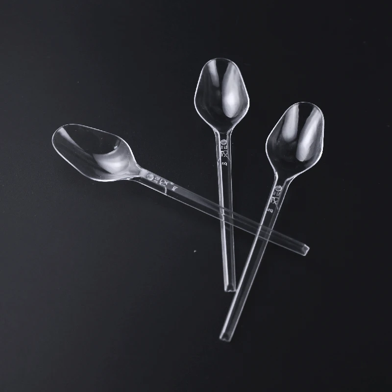 Wholesale PS disposable plastic black white mini tea spoon small disposable