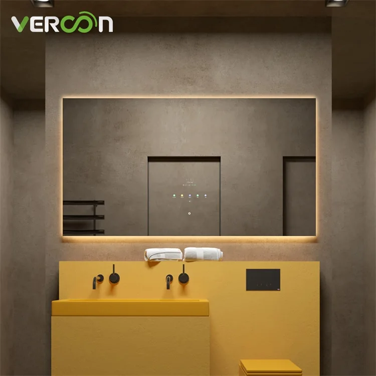 Vercon  back-lit bathroom mirror TV 1200*800mm illuminated TV mirror water-proof  smart mirror  Android 21.5inch touchscreen