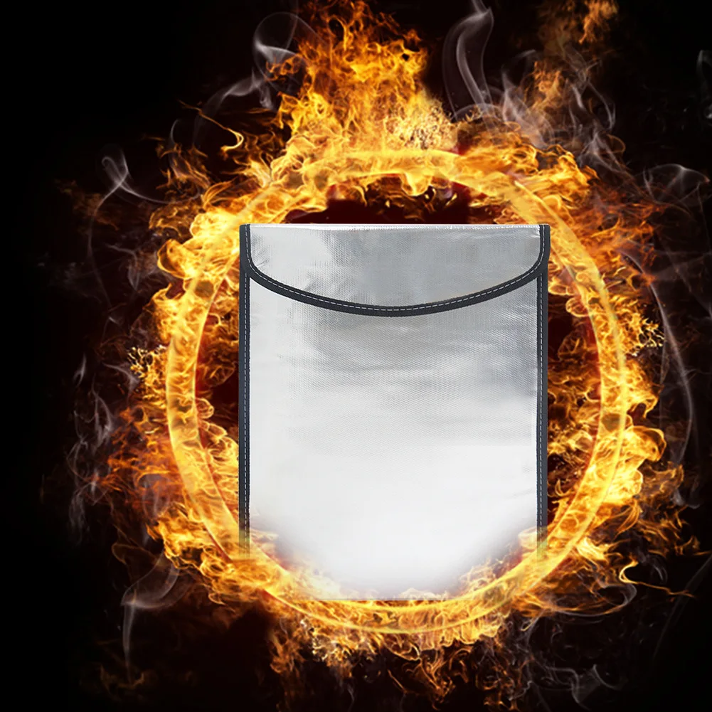 Fireproof Safe Document Bag Non-Itchy Silicone Coated Fiberglass Fire Resistant Bag Storage for Money Documents