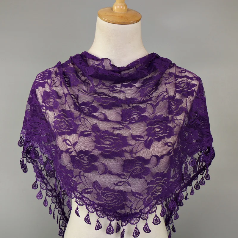 Новый нейлоновый кружевной весенне-летний дышащий шарф с кисточками, Женский универсальный и модный длинный шарф, шаль