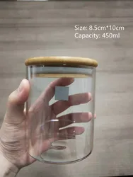 250ml Borosilicate vacuum food storage containers airtight round glass spice in jar with bamboo lid