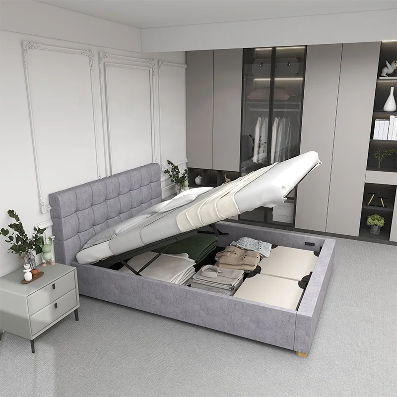 Kainice Twin Storage Up-holstered Beds Single Double Luxury Lit Complet Cama Matrimonial King Size Queen Bed With Drawer