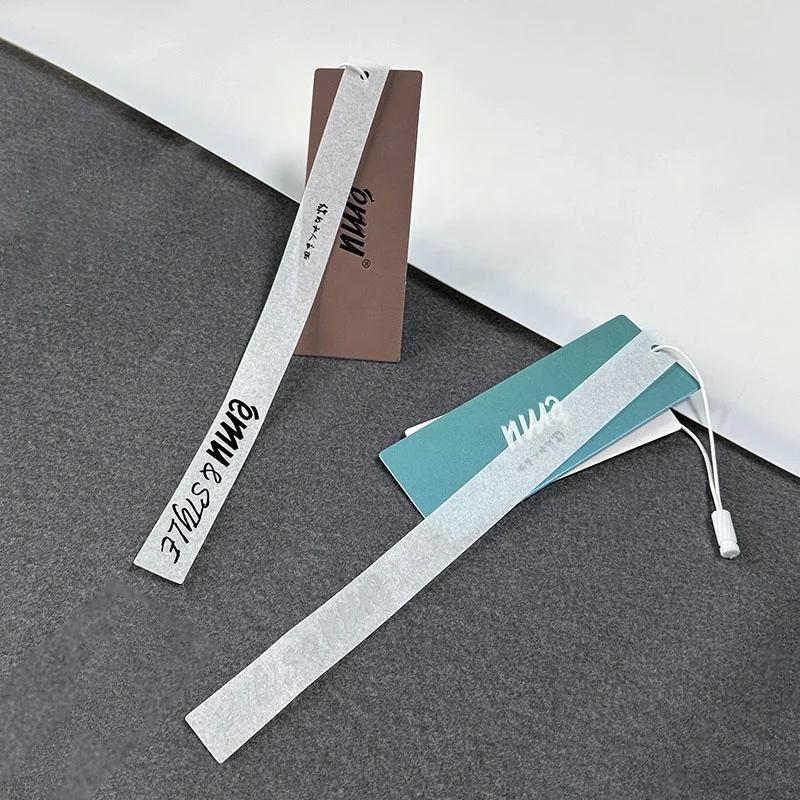 Paper Garment Accessories Factory Custom Hangtag Embossed Logo Matte Paper Clothing Hang Tag With String