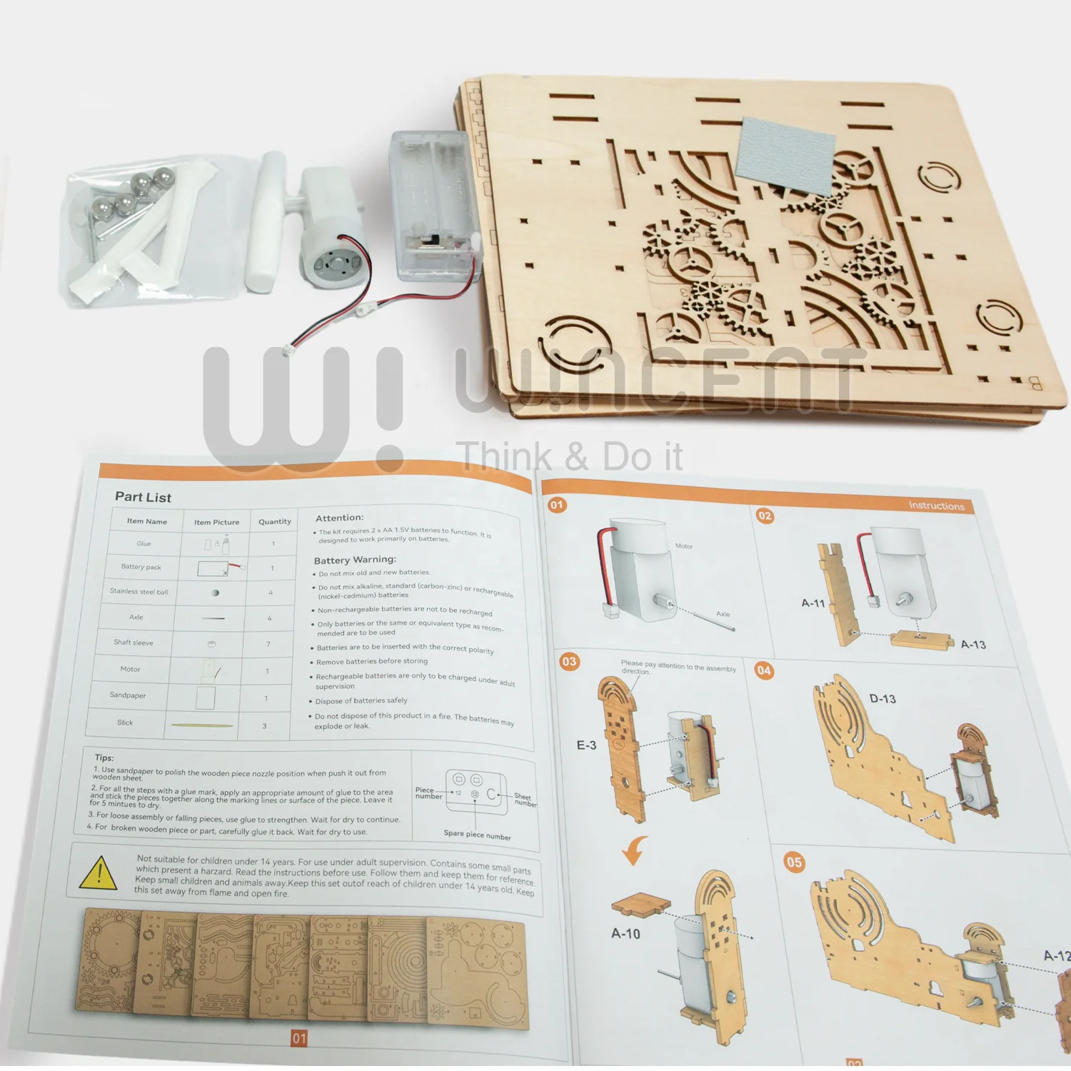 Wincent New marble wood maze puzzle craft wooden 3D DIY marble run toy puzzle for adult