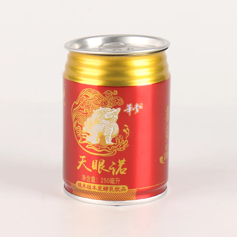 250ml Tinplate Can for Beverage Wine Clothing Packaging CMYK Printing Glossy Finish Tin Metal round Shape Can Coffee Juice Use