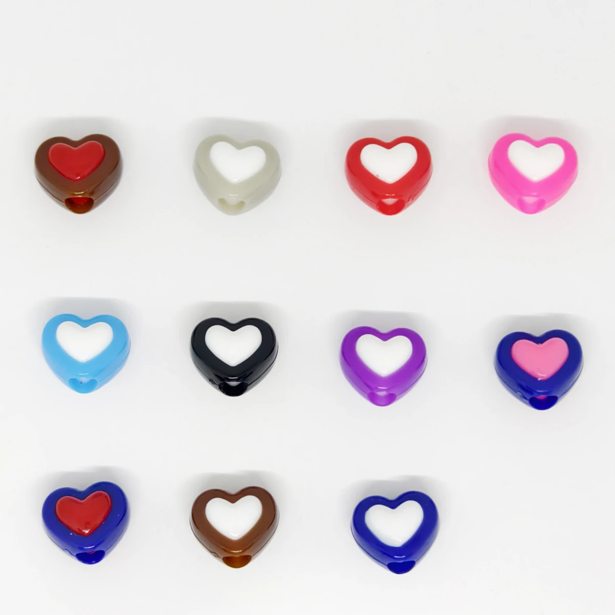 660pcs Acrylic Two-Color Solid Love Hair Beads 4.5mm Large Hole for Mobile Phone Chain Jewelry Making DIY Usage