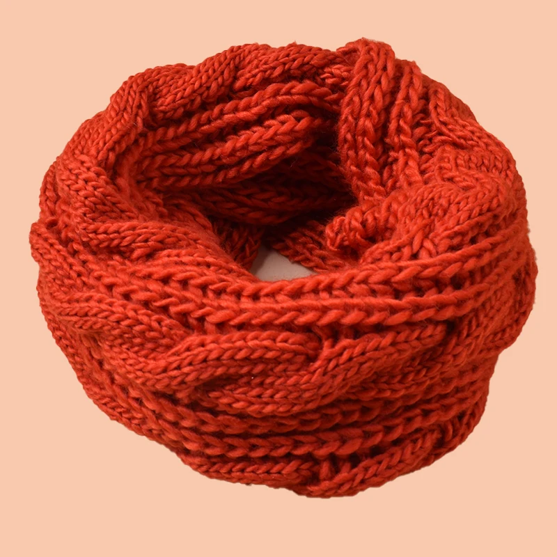 Winter Scarf  Hot sale New Fashion Knitted Plush Scarf Solid Wholesale warm thick headscarf Knitted Neck Scarf