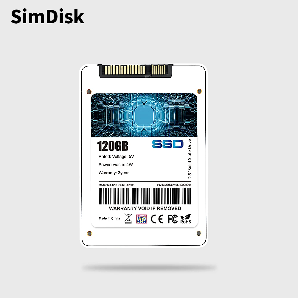 SimDisk 2.5 inch Sata III Hard Disk White Plastic SSD 256GB 64GB 120GB 480GB 512GB 1TB Disco Duro SSD 240 GB for Server Desktop