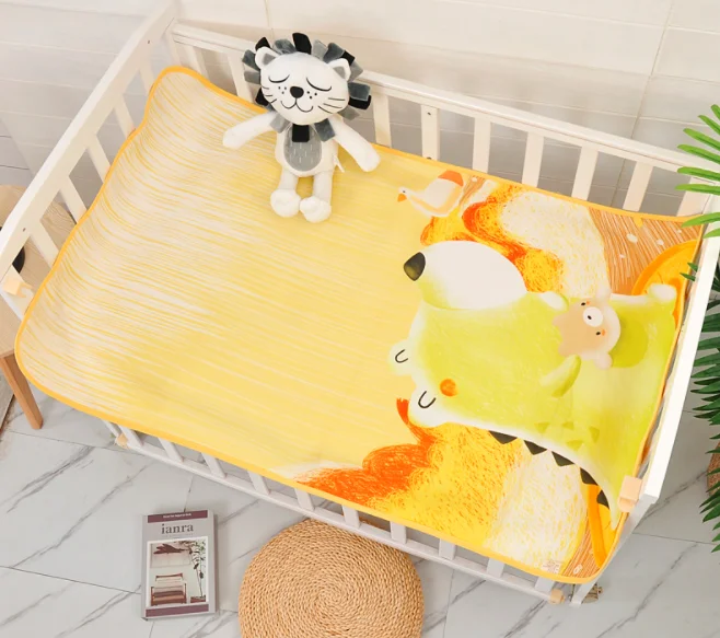 
Hot sale Cute manufacturer Summer kids children baby breathable rollable cooling bed ice silk bed set mat 