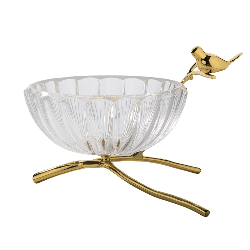 Creative light luxury glass fruit plate European living room coffee table luxury glazed tray household Scandinavian ornaments