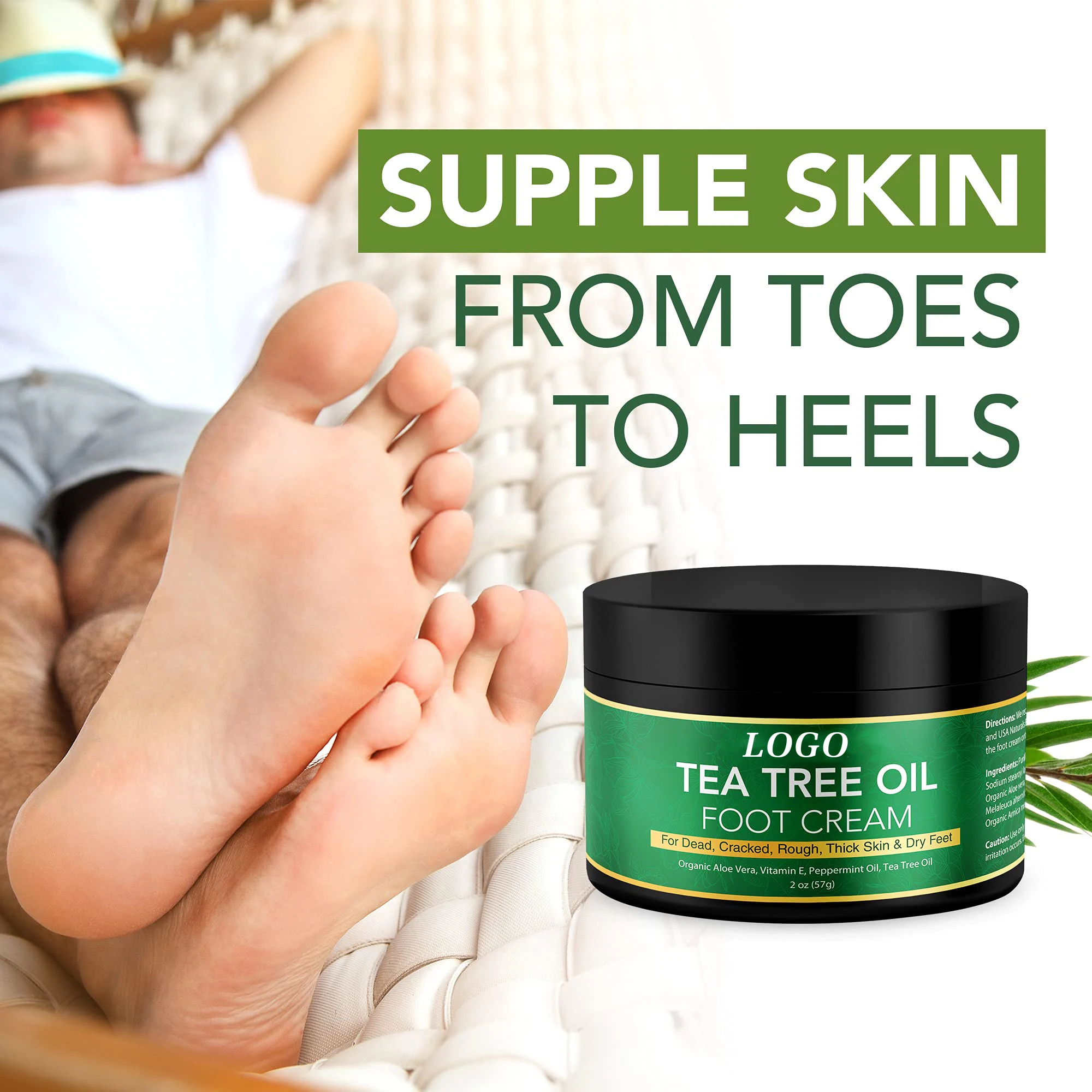 Private Label Tea Tree Foot Skin Care Deep Moisturizing Fast Absorption For Dead Cracked Rough Thick Skin & Dry Feet Foot Cream