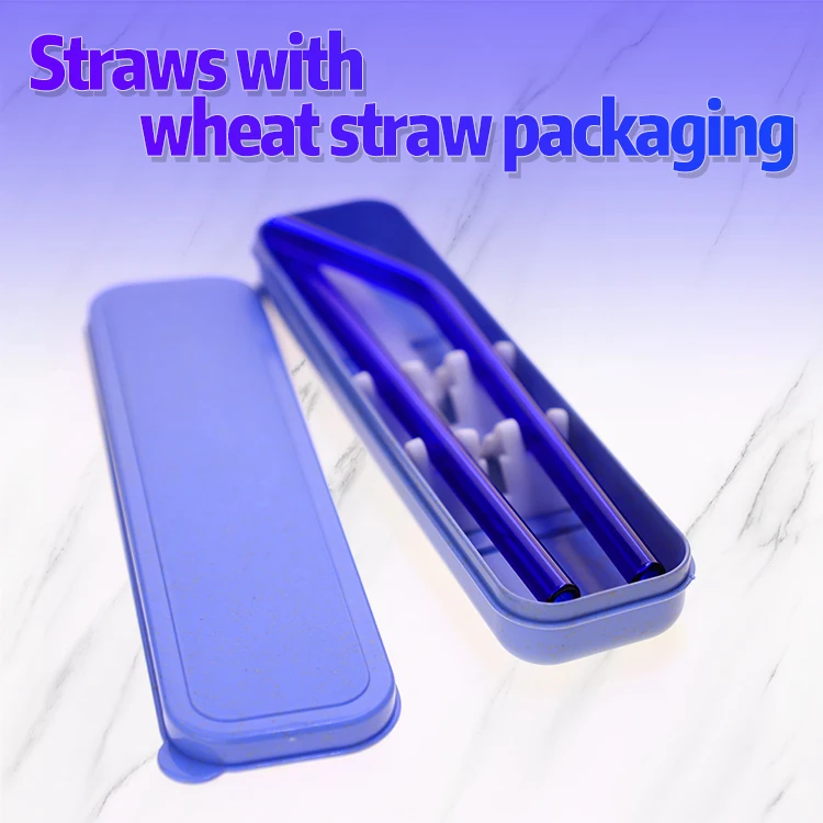 Transparent Eco-friendly Glass Straws Drinking Straws Bar Accessories Glass Straight and Bent Glass Straws Set with Brush