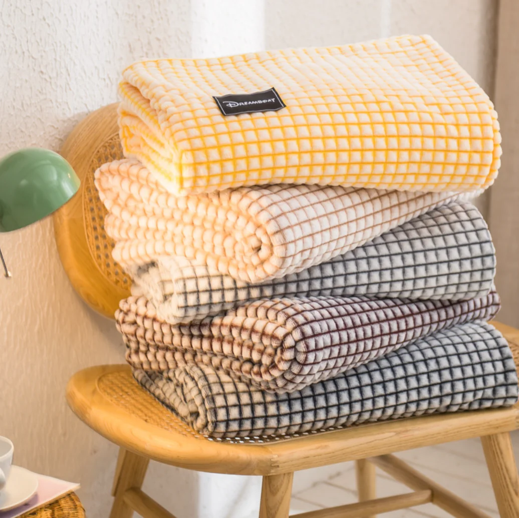 Super Soft Plaid Throw Blanket King Size Luxury Flannel Blanket For Bed