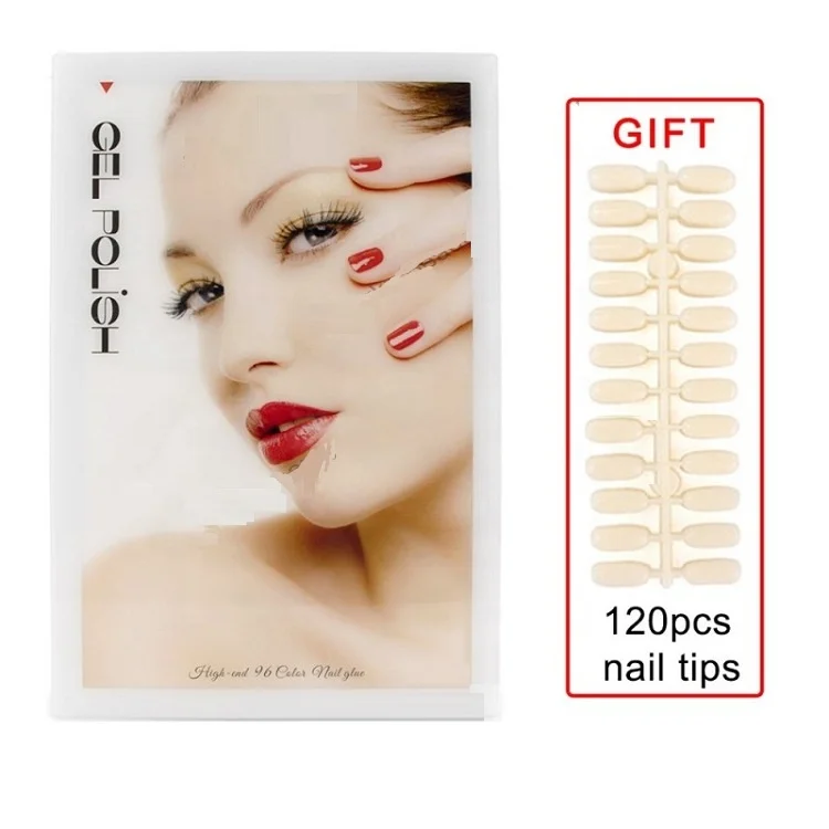 portable acrylic Nail Art Color Card Book Nail Polish Glue Display Book Built-in 96 Colors nail enhancement special color card