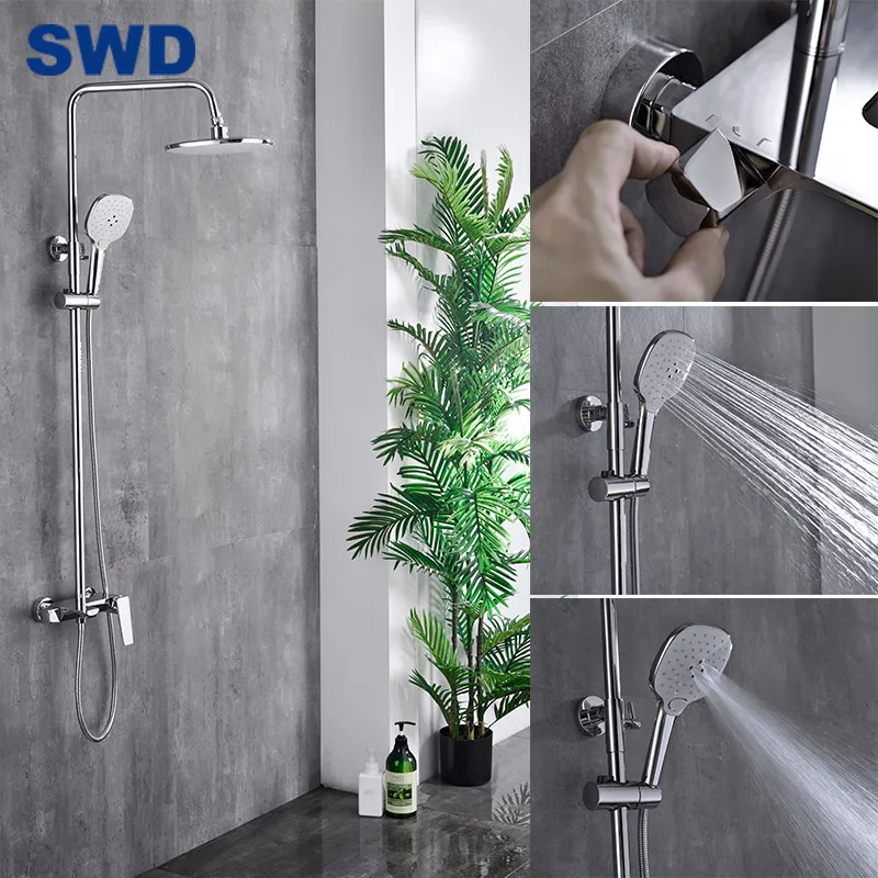 Bathroom Stainless Steel Brass Abs Wall Mounted Concealed Rain Shower Mixer Bath Shower Faucets Set Rain