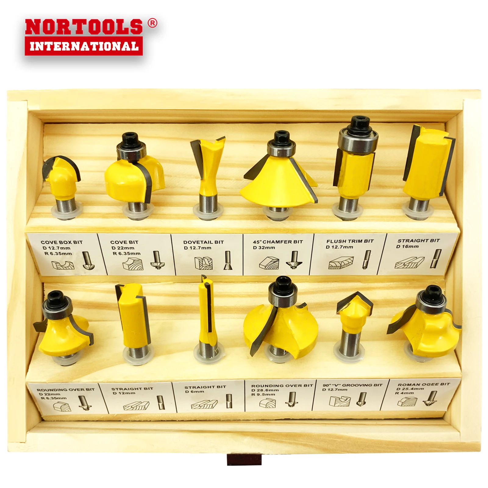 12 PCS 1/4 Inch Shank Tungsten Carbidetipped Router Bit Set Woodworking