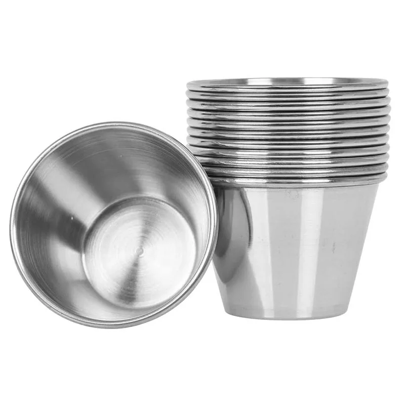 Wholesale S Reusable Small Stainless Steel Sauce Dipping Cup Metal Portion Saucer Dish Bowl Plate for Kitchen Restaurant