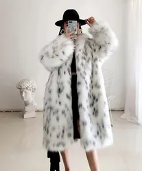 Faux fox fur coat thickened fashionable western style suit collar fur women winter  long coat