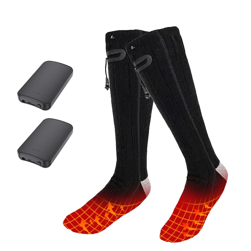 USB Far Infrared Knitting Heating socks for foot warming Heated Socks with 3 Heat Settings for Men Women Outdoor