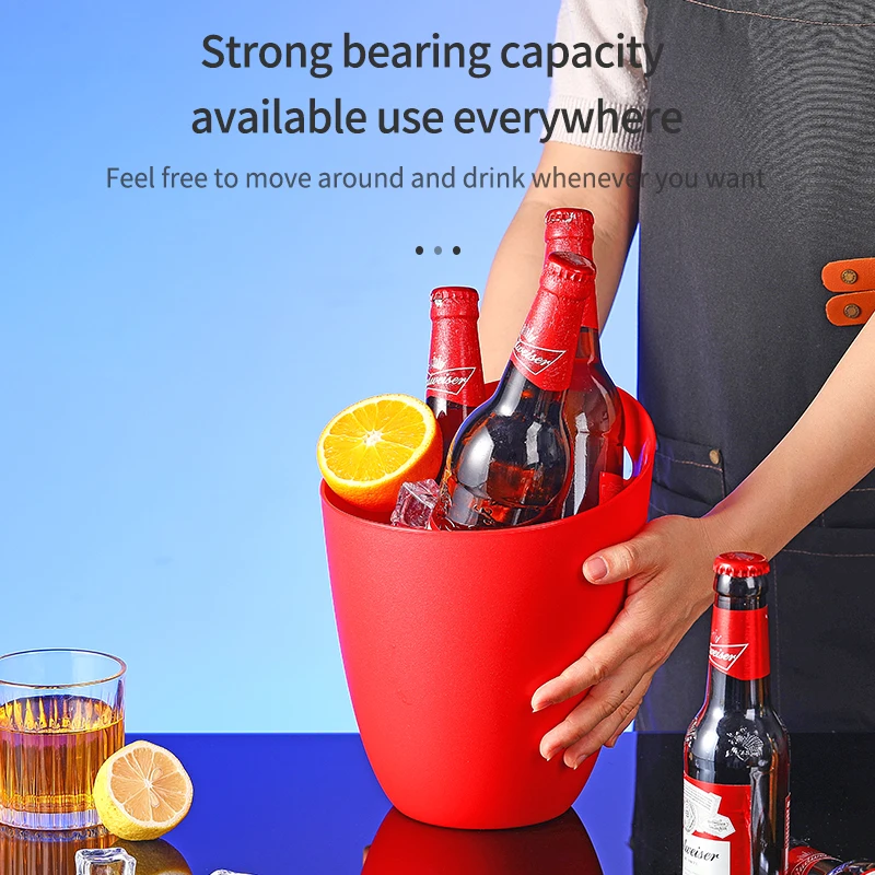 Wholesale customized 4L Plastic Wine Bottle Ice Bucket with Handle for Beer and Beverages