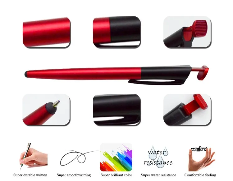 customized I-touch stylus ballpoint pens,Plastic I-clean stylus touch screen ball pen with mobile stand holder and screen eraser