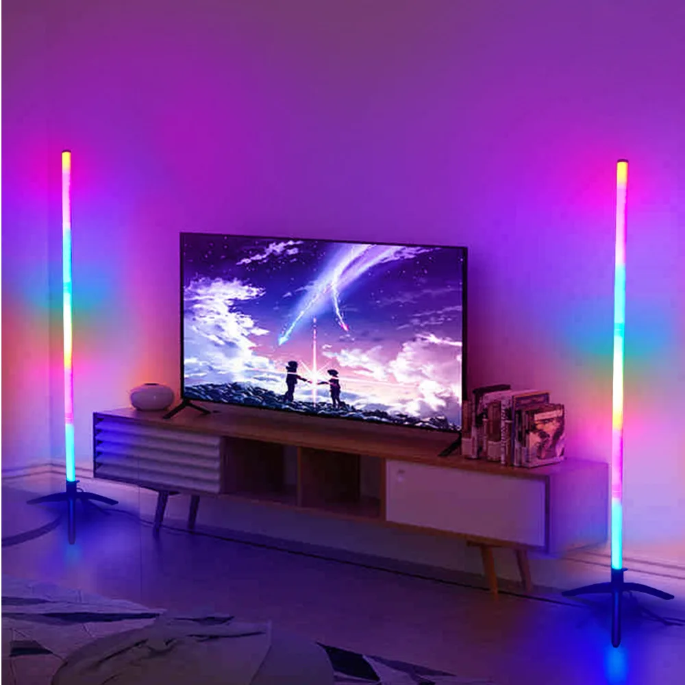 Indoor Home Decor Smart Corner Floor Standing Standard Lamp Lighting Modern Standing Floor Light Floor Music RGB LED Tube