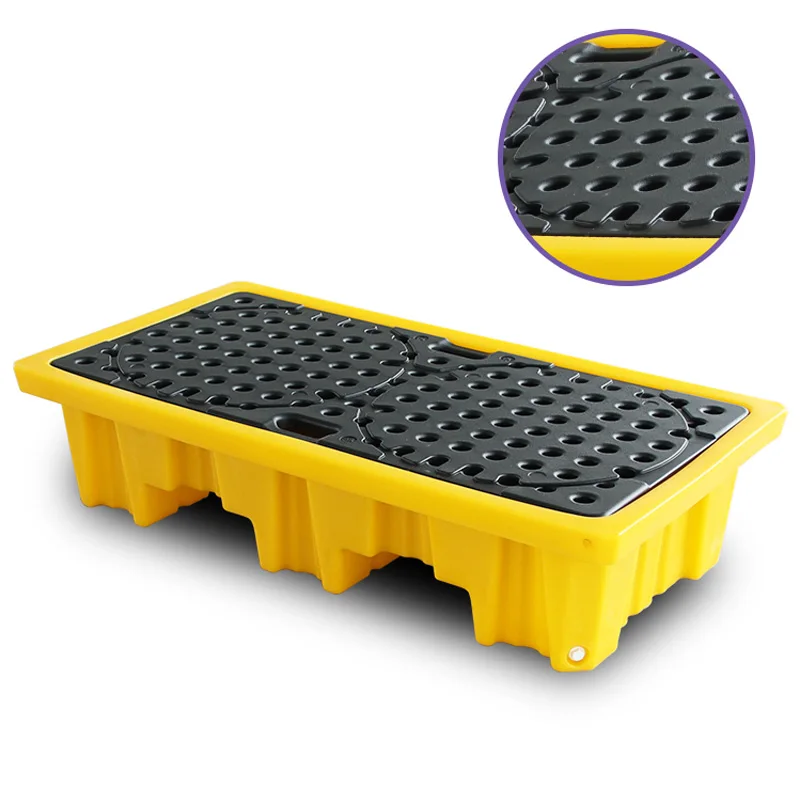 plastic Industrial spill pallet IBC Spill Containment Pallets 2 drum Circulation  large capacity spill pallet with Lid