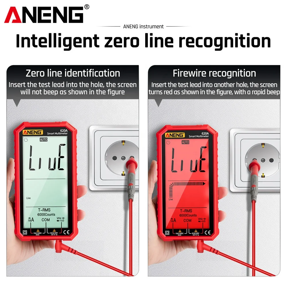 
ANENG 620A Digital Smart Multimeter Transistor Testers 6000 Counts True RMS Auto Electrical Capacitance Meter Temp Resistance 