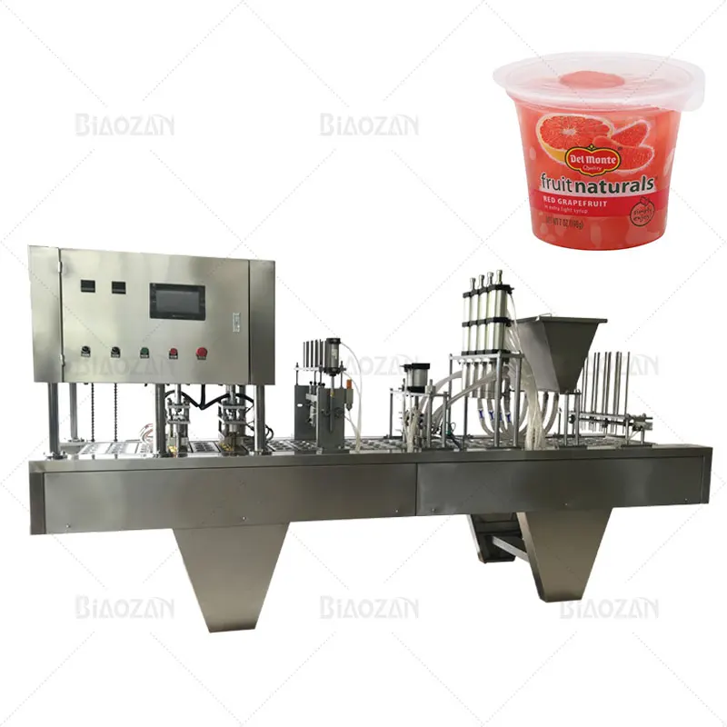 Linear One Out Four Cup Filling Machine Automatic Juice Mineral Water Plastic Cup Filling and Sealing Machine