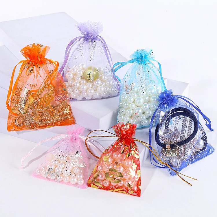 Custom Organza Drawstring Bags For Lipstick Gift Bags Luxury Silver Jewelry Drawstring Bags
