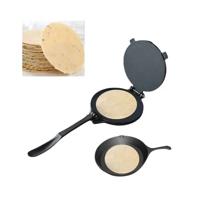 7 8 10 Inch Cast iron corn chapati maker roti corn tortilla press with folding handle and cast iron skillet grills pans