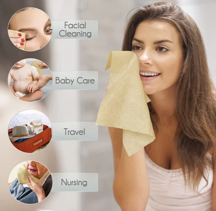 100% Bamboo Fibers  Dermatologist Approved Clean Towels XL, Disposable Face Towel