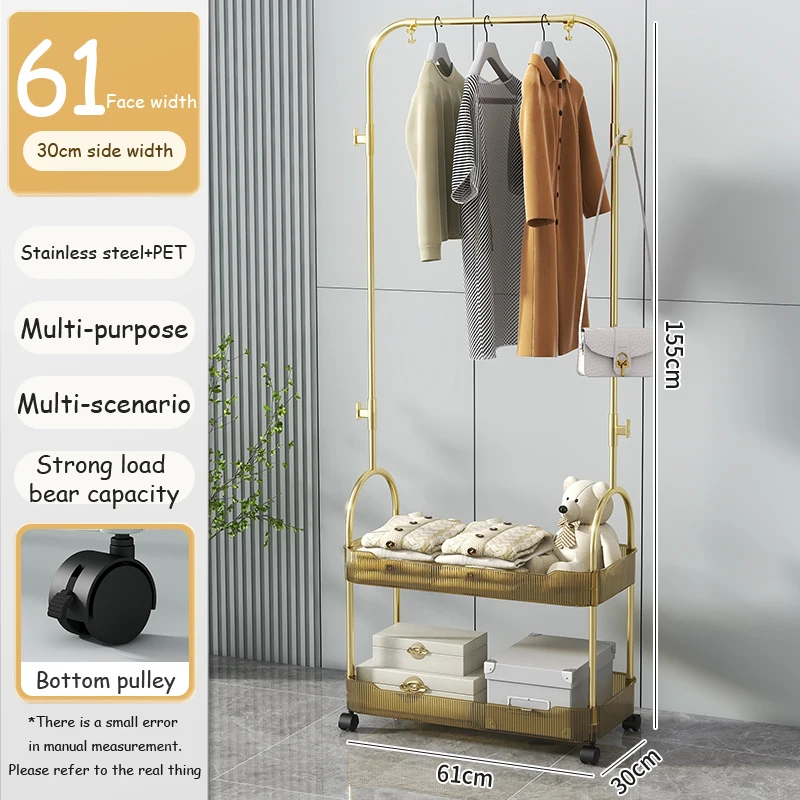 Multifunctional PET Clothes Hanger Rack Standing Mobile Coat Rack Storage Shelf