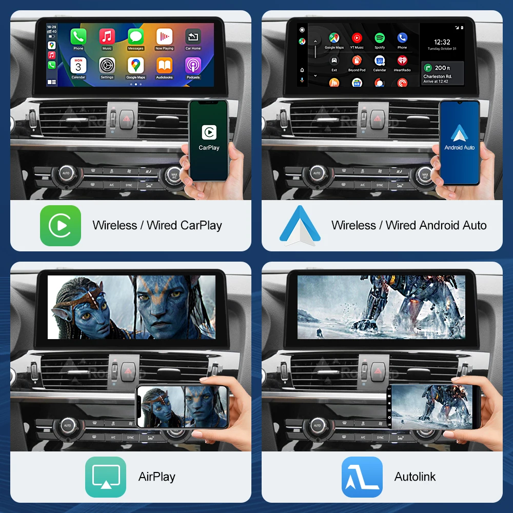 Road Top 1920*720 Resolution Stereo GPS Navigation Car Radio Linux Carplay Screen For BMW X3 X4 F25 F26 2011-2016 CIC NBT