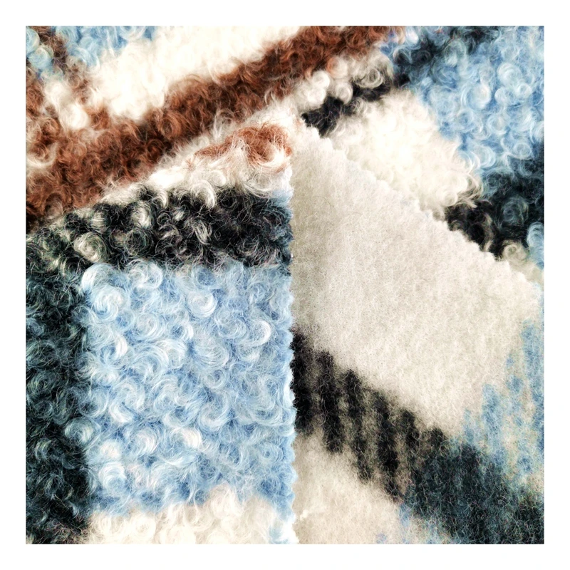 Fashion/Hot selling Screen Printing Polyester Knitted Wool Fabric for winter coats 340GSM 100%P